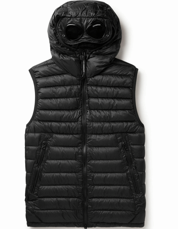 C.P COMPANY GOOGLE HOODED DOWN GILET (SVART)